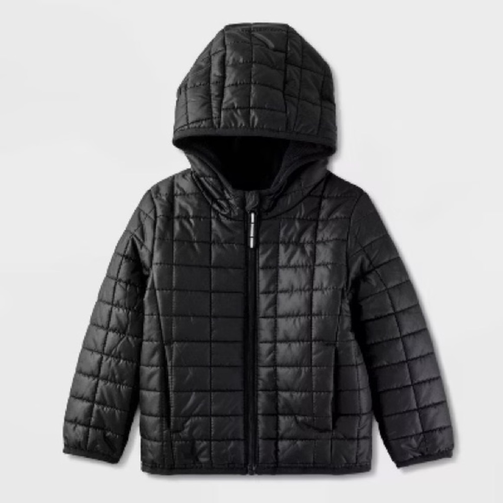 Cat & Jack Black Puffer Jacket Sz 12 months LIKE NEW